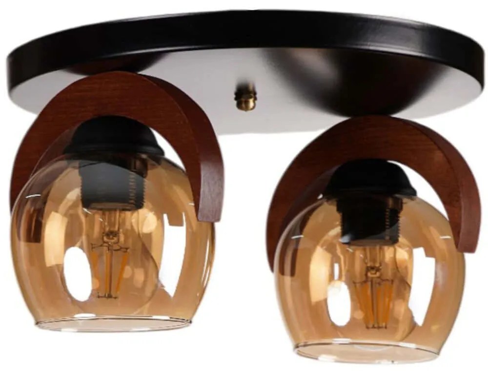 Φωτιστικό Οροφής - Πλαφονιέρα 534LUN5925 Φ25x21cm 2xE27 40W Black-Honey Opviq