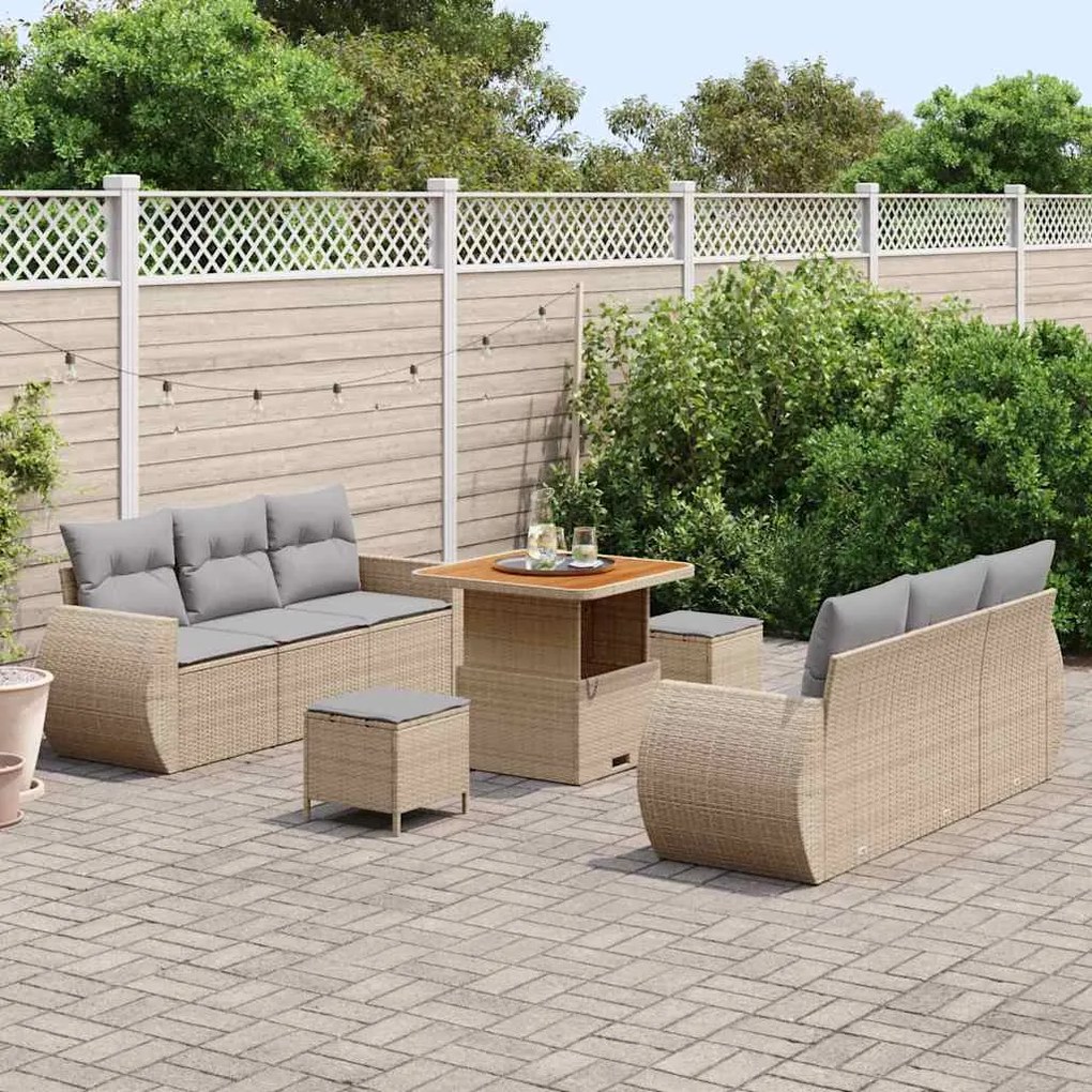 vidaXL Σετ Καναπέ Κήπου 9 pcs μπεζ και ανοιχτό γκρι 80 x 80 x 71 cm