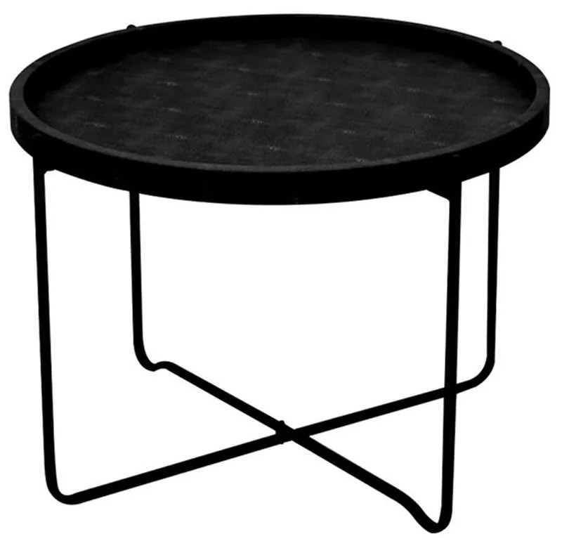 Τραπεζάκι Σαλονιού Oxford 04-0601 D63xH42cm Black Metal, Technoderma