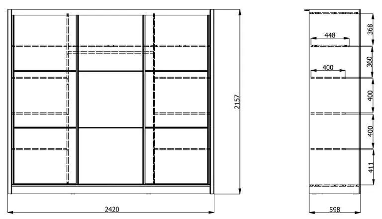 Ντουλάπα Navara με Καθρέφτη 245 OG Artisan Oak 242x60x215,5 εκ. 242x60x215.5 εκ.