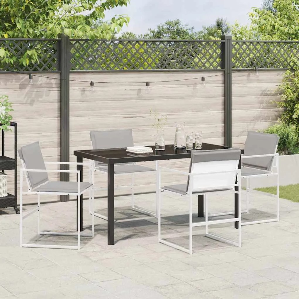 vidaXL Σέτ φαγητού για κήπο 5 pcs Λευκό 140 x 70 x 73 cm