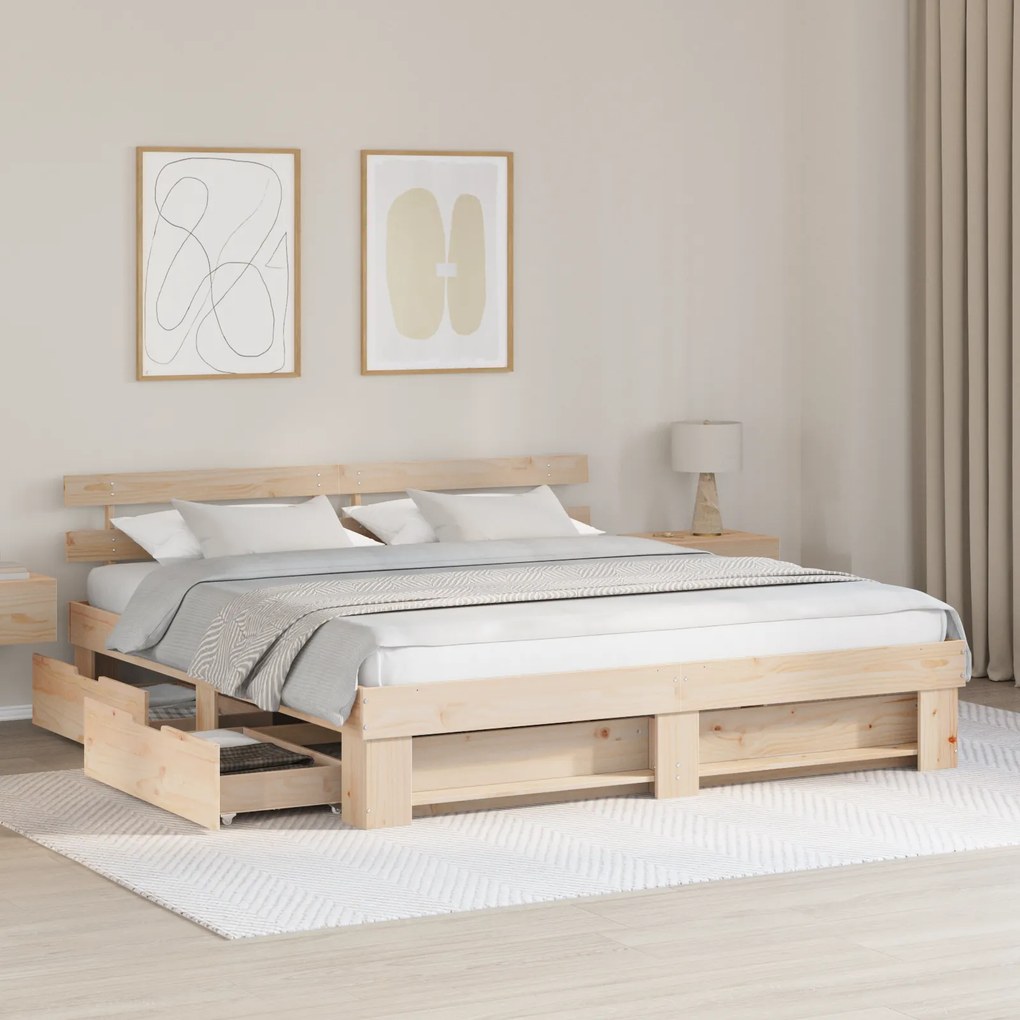 vidaXL Σκελετός Κρεβατιού Καφέ 180 x 200 cm Συμπαγές ξύλο πεύκου