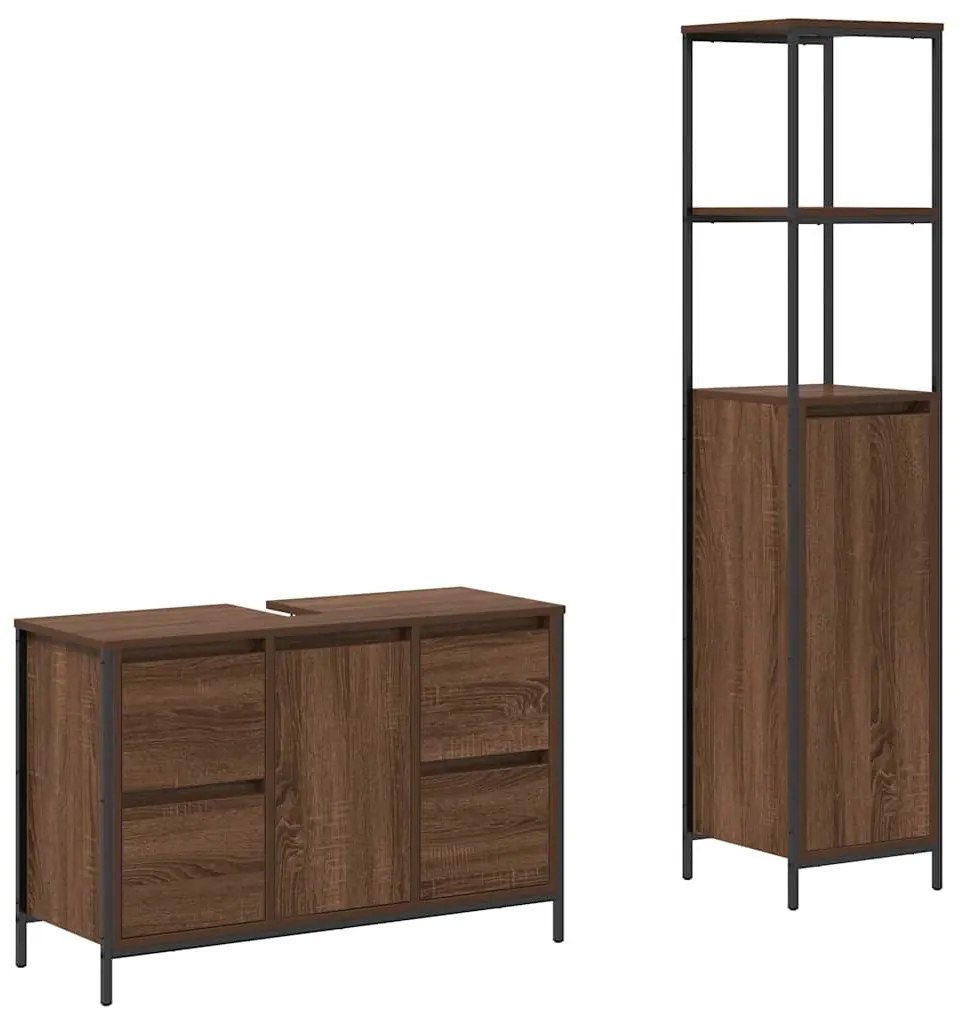 vidaXL Σετ Επίπλων Μπάνιου 2 pcs Καφέ δρυς και Μαύρο 36 x 35 x 165 εκ