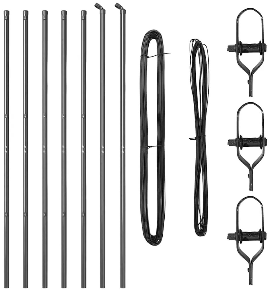 vidaXL Στύλος Περιφράξεων 7 pcs Γκρι Ατσάλι