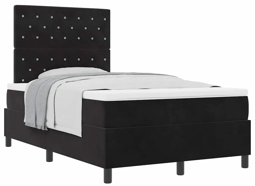 vidaXL Κρεβάτι με ελατήρια με στρώμα Μαύρο 120 x 200 cm Βελούδο