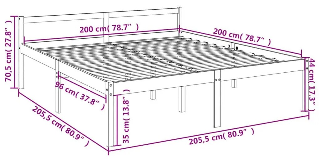 Κρεβάτι Ηλικιωμένων Λευκό 200 x 200 εκ. από Μασίφ Ξύλο Πεύκου - Λευκό