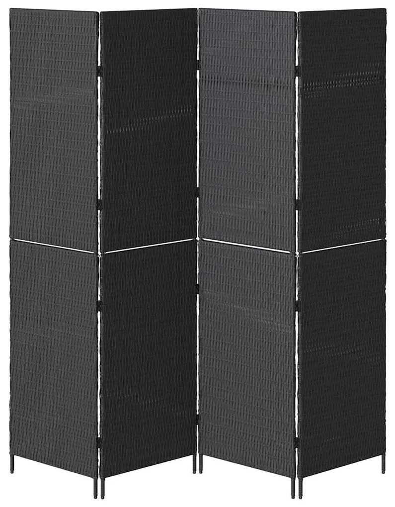 vidaXL Διαχωριστικό Δωματίου Μαύρο 195 x 180 εκ. συνθετικό ρατάν