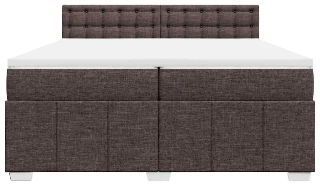 vidaXL Κρεβάτι Boxspring με Στρώμα Σκούρο Καφέ 200x200 εκ. Υφασμάτινο