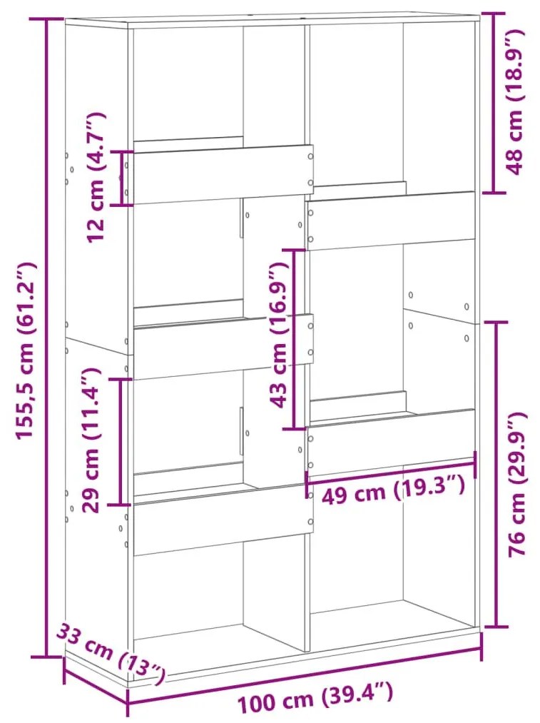 Βιβλιοθήκη Μαύρη 100x33x155,5 εκ. από Επεξεργασμένο Ξύλο - Μαύρο