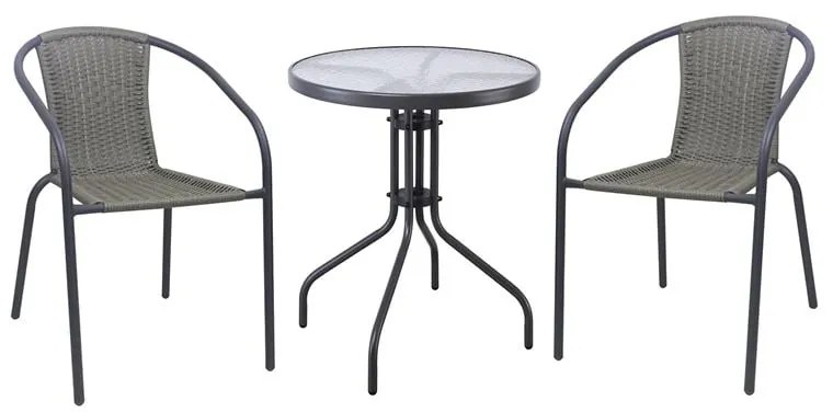 BALENO-W Set Κήπου - Βεράντας: Τραπέζι   2 Πολυθρόνες Μέταλλο Ανθρακί, Wicker Mixed Grey  Table:Φ60x70 Armchair:52x60x72 [-Ανθρακί-, -Γκρι-] [-Wicker-, -Μέταλλο-] Ε240,14W