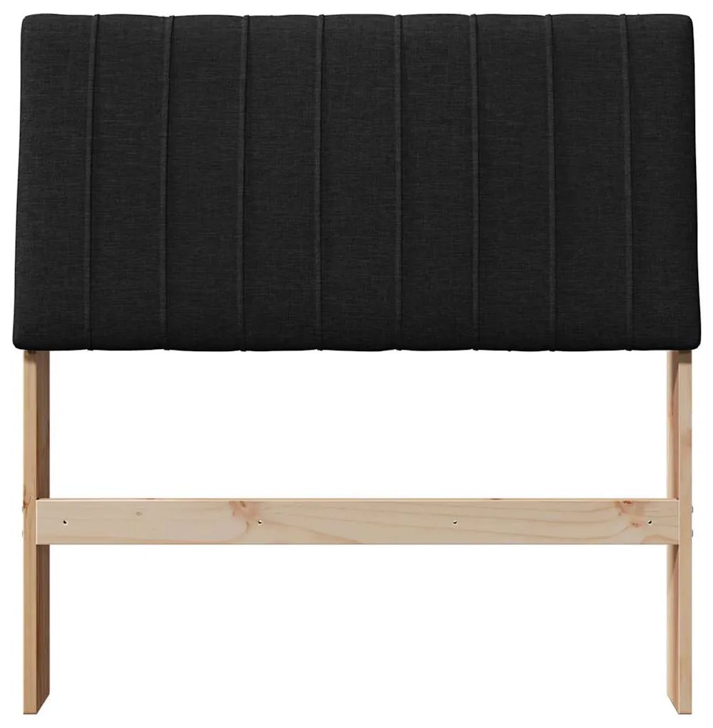 vidaXL Ταπετσαρισμένο κεφαλάρι Μαύρο 90 cm Στερεά ξυλεία πεύκου