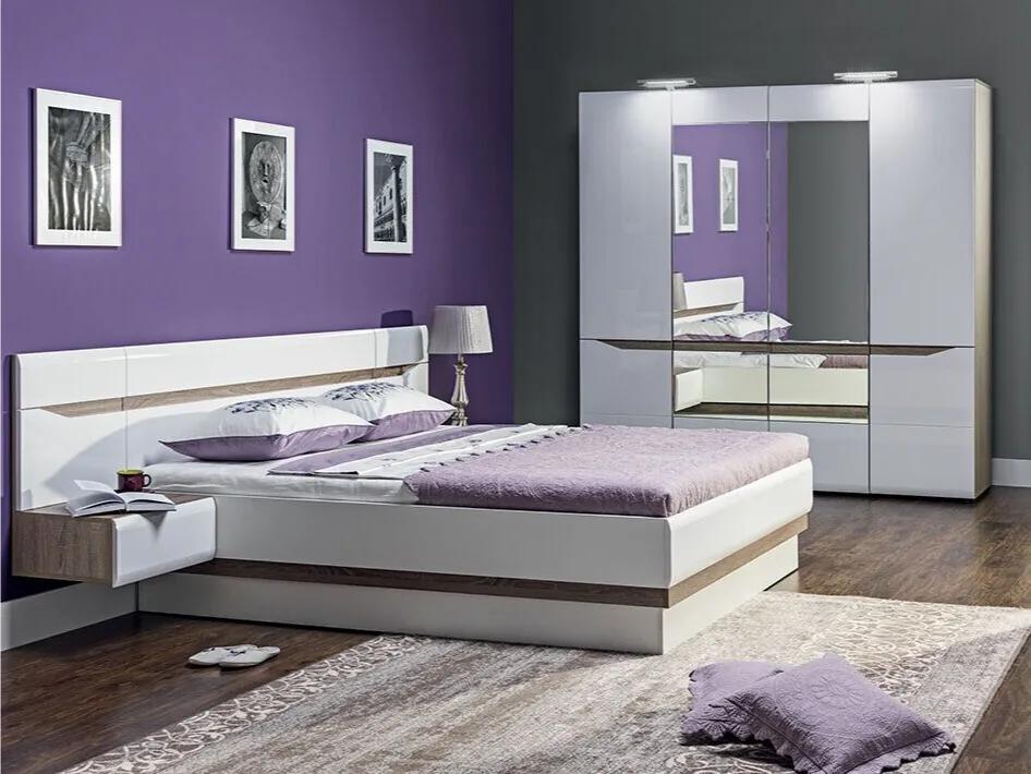 Κρεβάτι Orlando E112, Διπλό, Άσπρο, 180x200, Πλαστικοποιημένη μοριοσανίδα, 186x206x94cm | Epipla1.gr