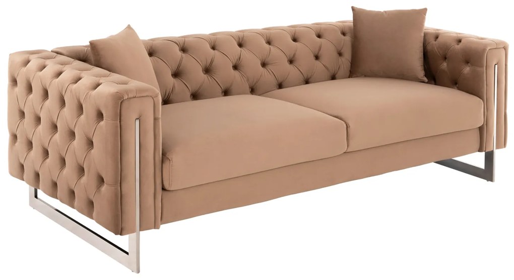 ΚΑΝΑΠΕΣ τ.CHESTERFIELD MOBAR HM3263.03 ΜΠΕΖ ΒΕΛΟΥΔΟ-ΜΕΤΑΛΛΙΚΑ ΠΟΔΙΑ 212x87x68Υεκ - HM3263.03