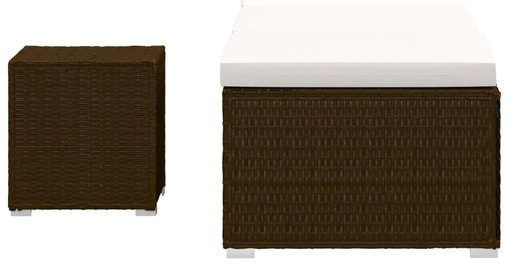 vidaXL Ξαπλώστρα Καφέ από Συνθετικό Ρατάν με Μαξιλάρι &amp; Τραπεζάκι