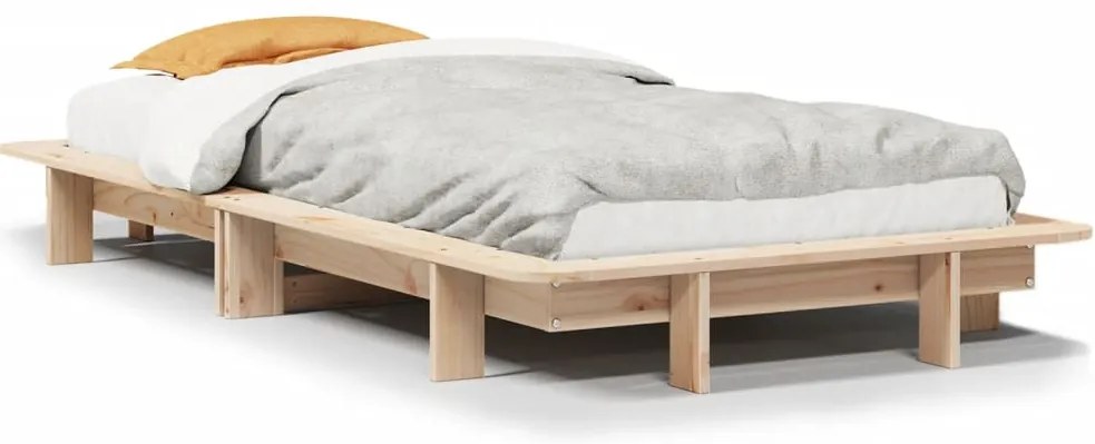vidaXL Σκελετός Κρεβατιού Χωρίς Στρώμα 75x190 εκ Μασίφ Ξύλο Πεύκου