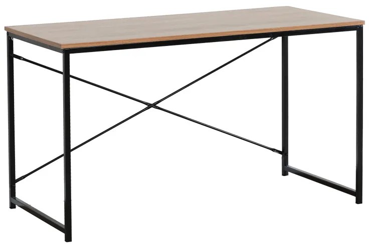 Γραφείο εργασίας Bailon pakoworld σε oak απόχρωση με μαύρο μέταλλο 120x60x70εκ