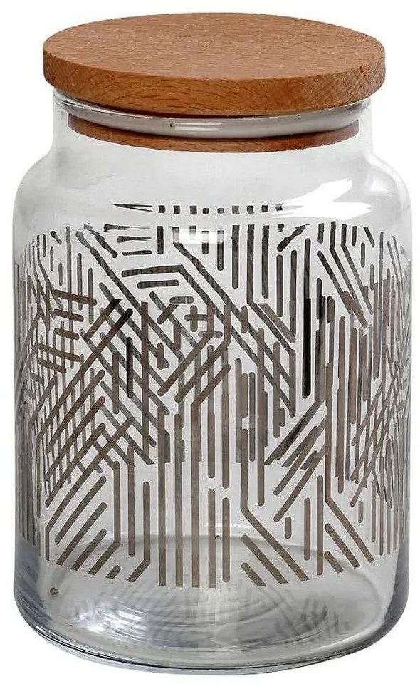 Βάζο Αποθήκευσης Με Καπάκι Labyrinth RAB660 890ml Φ10x14,5cm Silver Espiel Wood, Glass