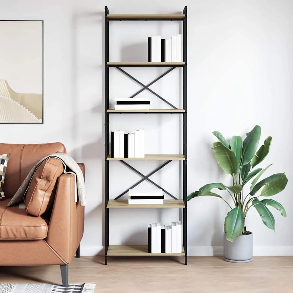 vidaXL Βιβλιοθήκη Sonoma Δρυς 60 x 30 x 188 εκ Επεξεργασμένο ξύλο