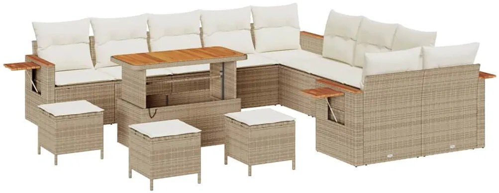 vidaXL Σετ Καναπέ Κήπου 14 pcs μπεζ και κρεμ 110 x 55 x 71 εκ