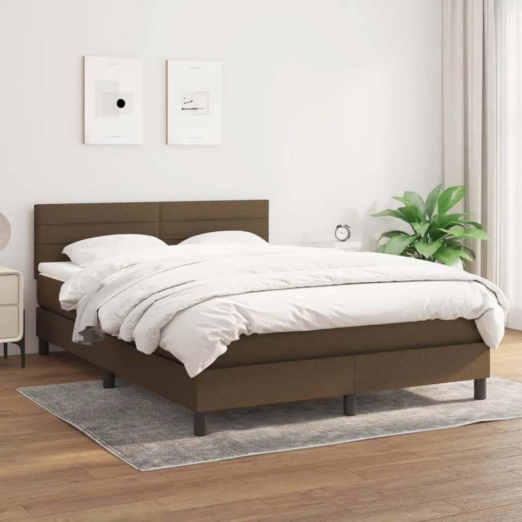 ΚΡΕΒΑΤΙ BOXSPRING ΜΕ ΣΤΡΩΜΑ ΣΚΟΥΡΟ ΚΑΦΕ 140X200 ΕΚ ΥΦΑΣΜΑΤΙΝΟ 3140140