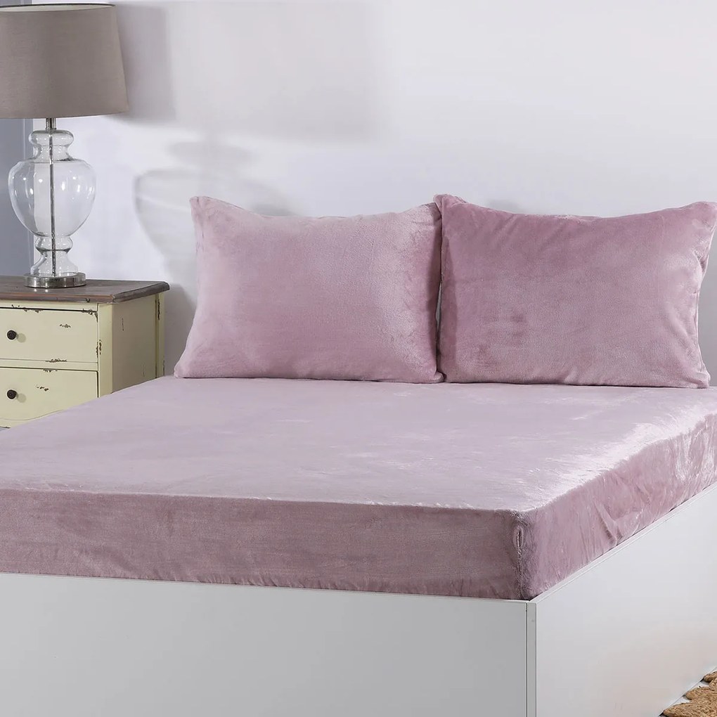 Σεντόνι Fleece Μονό Με Λάστιχο + Μαξιλαροθήκη (Σετ) Silk Fashion Solid Lilac