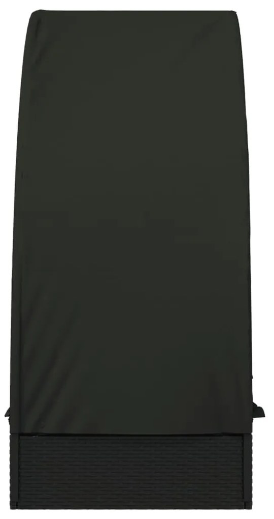 vidaXL Ξαπλώστρα Στρογγυλή Οροφή Μαύρη 211 x 57 x 140 εκ. Συνθ. Ρατάν