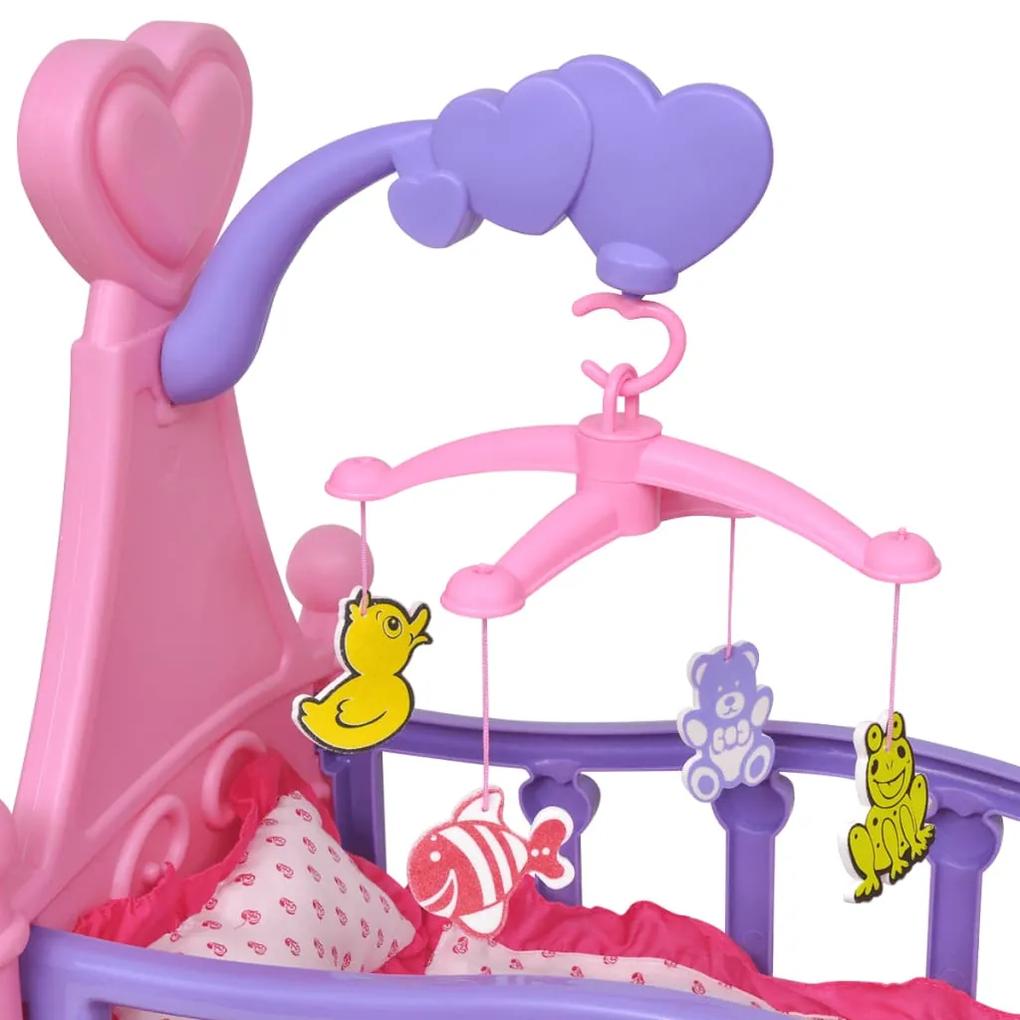 vidaXL Κούνια για Κούκλες / Παιδικό Παιχνίδι Ροζ + Μοβ