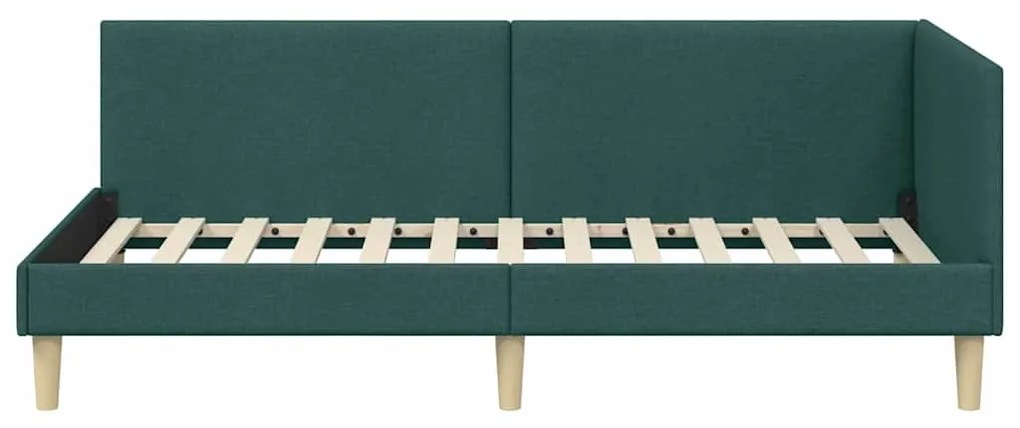 vidaXL Κρεβάτι Γωνίας Σκούρο πράσινο 90 x 190 cm Ύφασμα και Έργο ξύλου