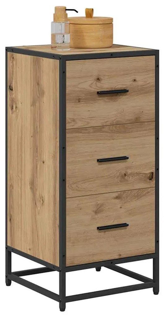 vidaXL Πλαϊνό γραφείο με συρτάρι artisan δρυς 35.5 x 35 x 76 εκ