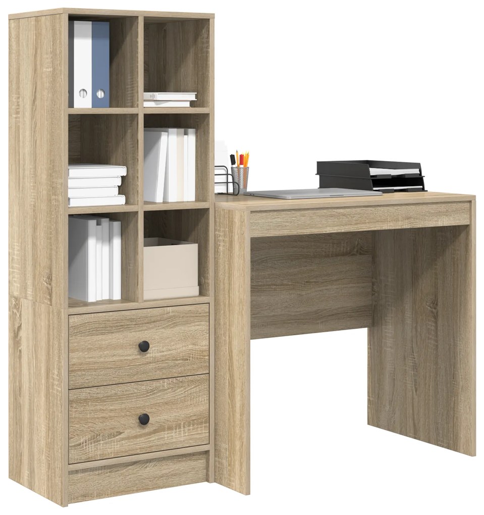 vidaXL Γραφείο με Αποθήκευση Sonoma Oak Επεξεργασμένο Ξύλο