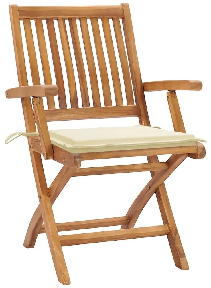 vidaXL Καρέκλες Κήπου Πτυσσόμενες 4 τεμ. Μασίφ Ξύλο Teak με Μαξιλάρια