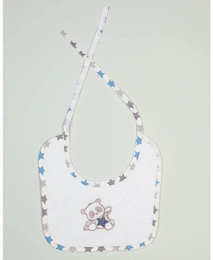 Σαλιάρα Με Κέντημα Star Bear 152 White DimCol 25x25cm 100% Cotton