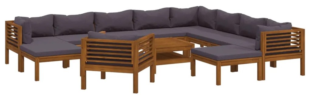 vidaXL Σαλόνι Κήπου Σετ 12 Τεμαχίων Μασίφ Ξύλο Ακακίας με Μαξιλάρια