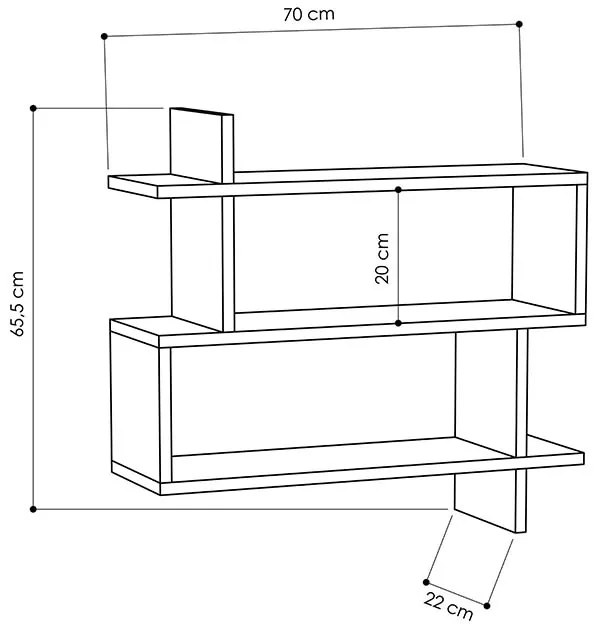 Ραφιέρα Paralel pakoworld χρώμα λευκό 70x22x65,5εκ (1 τεμάχια)