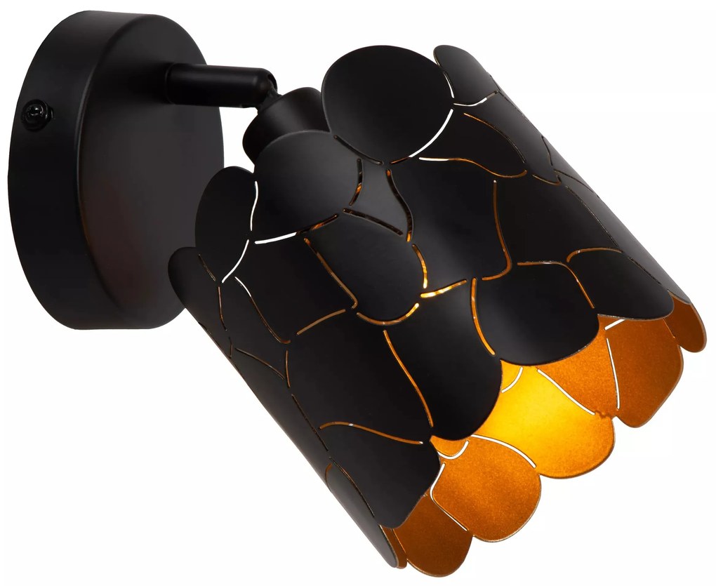 Φωτιστικό Επίτοιχο Lucide 21234-01-30 ALMELO Μαύρο Ματ (Black Mat)|Χρυσό Χρώμα (Gold Coloured)