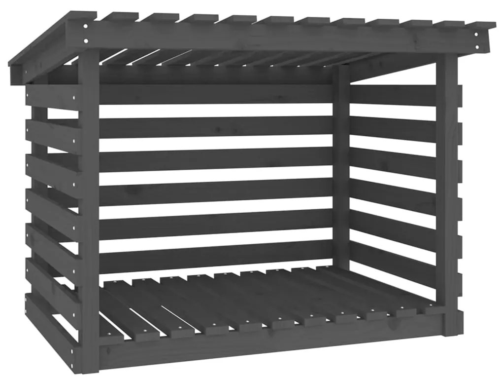 vidaXL Ραφιέρα Καυσόξυλων Γκρι 108x73x79 εκ. από Μασίφ Ξύλο Πεύκου