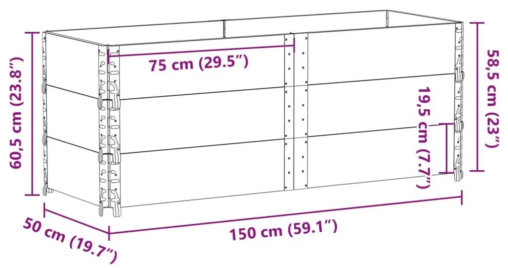 Κολάρα Παλέτας 3 τεμ. Καφέ 150x50 εκ. από Μασίφ Ξύλο Πεύκου - Καφέ