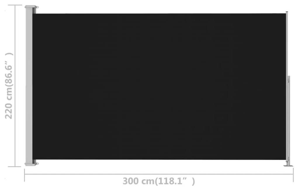 Σκίαστρο Πλαϊνό Συρόμενο Βεράντας Μαύρο 220 x 300 εκ. - Μαύρο