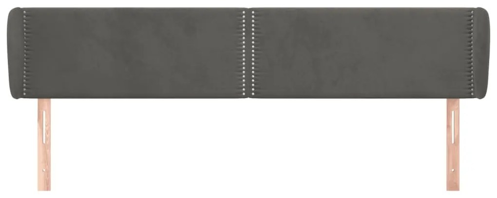 Κεφαλάρι με Πτερύγια Σκούρο Γκρι 183x23x78/88 εκ. Βελούδινο 3117065