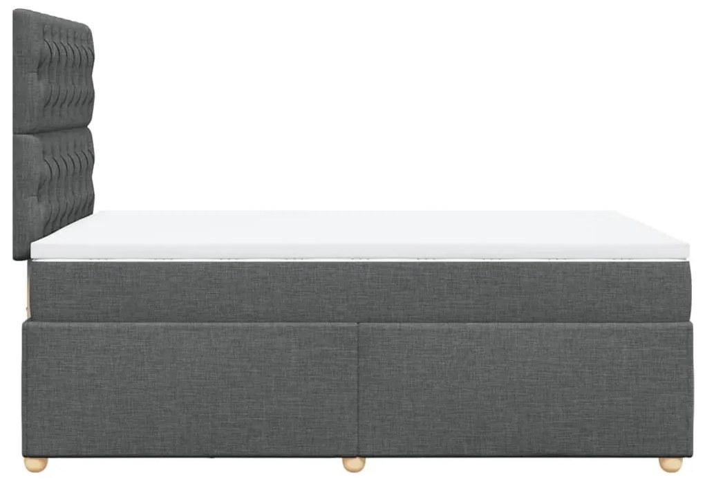 Κρεβάτι Boxspring με Στρώμα Σκούρο Γκρι 120x190 εκ Υφασμάτινο - Γκρι