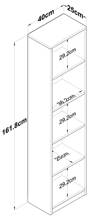 Βιβλιοθήκη Goldie pakoworld λευκό-φυσικό 40x25x161.80εκ