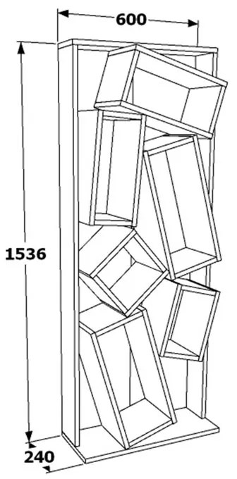 Βιβλιοθήκη Jamey pakoworld sonoma-μαύρο 60x24x153,6εκ