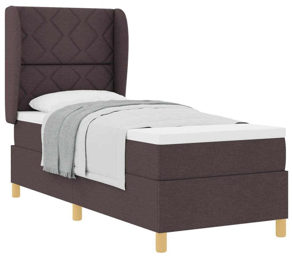 vidaXL Κρεβάτι Box Spring με Στρώμα Σκούρο Καφέ 80x200 εκ. Ύφασμα