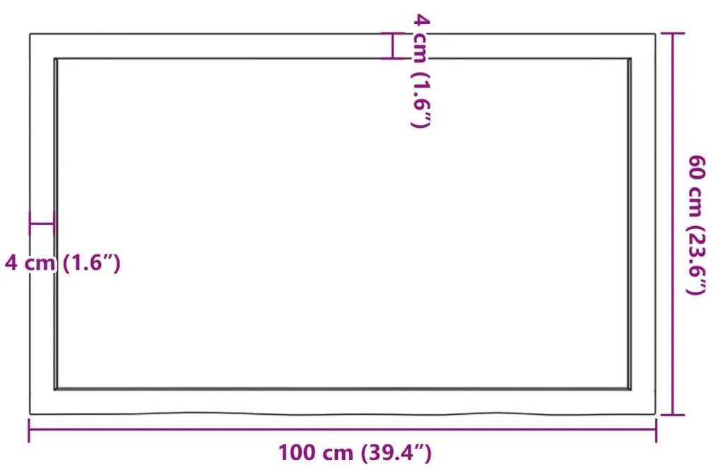 Ράφι Τοίχου Ανοιχτό Καφέ 100x60x(2-6)εκ. Επεξ. Μασίφ Ξύλο Δρυός - Καφέ