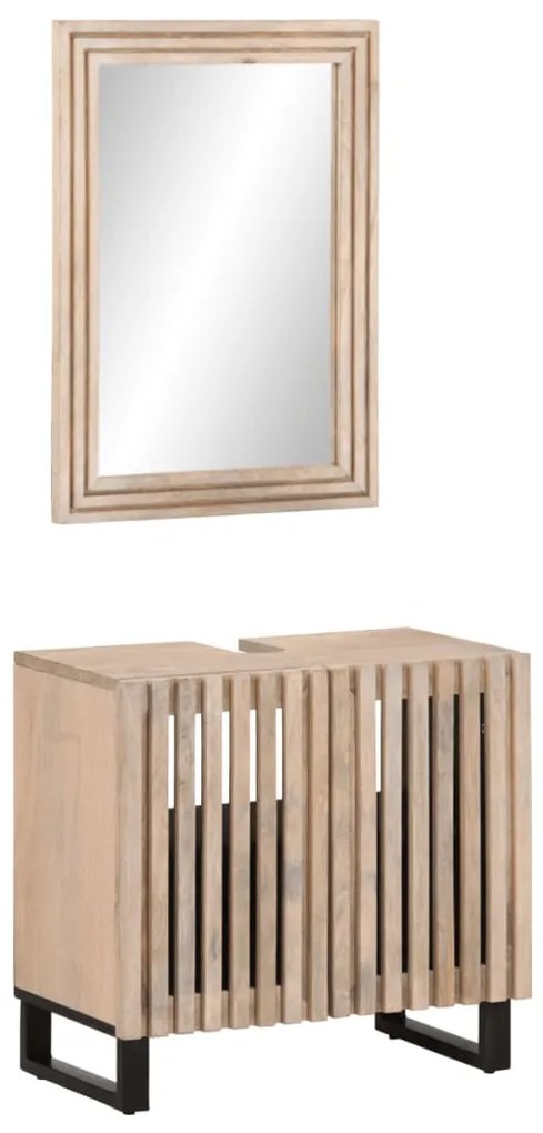 vidaXL Έπιπλα Μπάνιου Σετ 2 Τεμαχίων από Μασίφ Ξύλο Μάνγκο