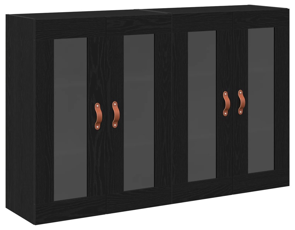 vidaXL Τοίχου Ντουλάπια 2 τεμ Μαύρη Δρυς 69,5x34x90 εκ Συνθετικό Ξύλο
