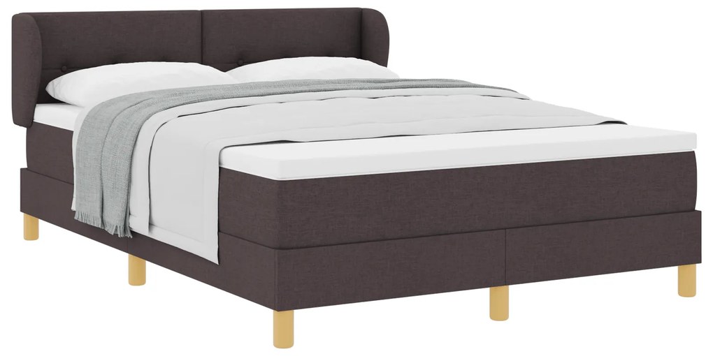 vidaXL Κρεβάτι Box Spring με Στρώμα Σκούρο Καφέ 140x190 εκ. Υφασμάτινο
