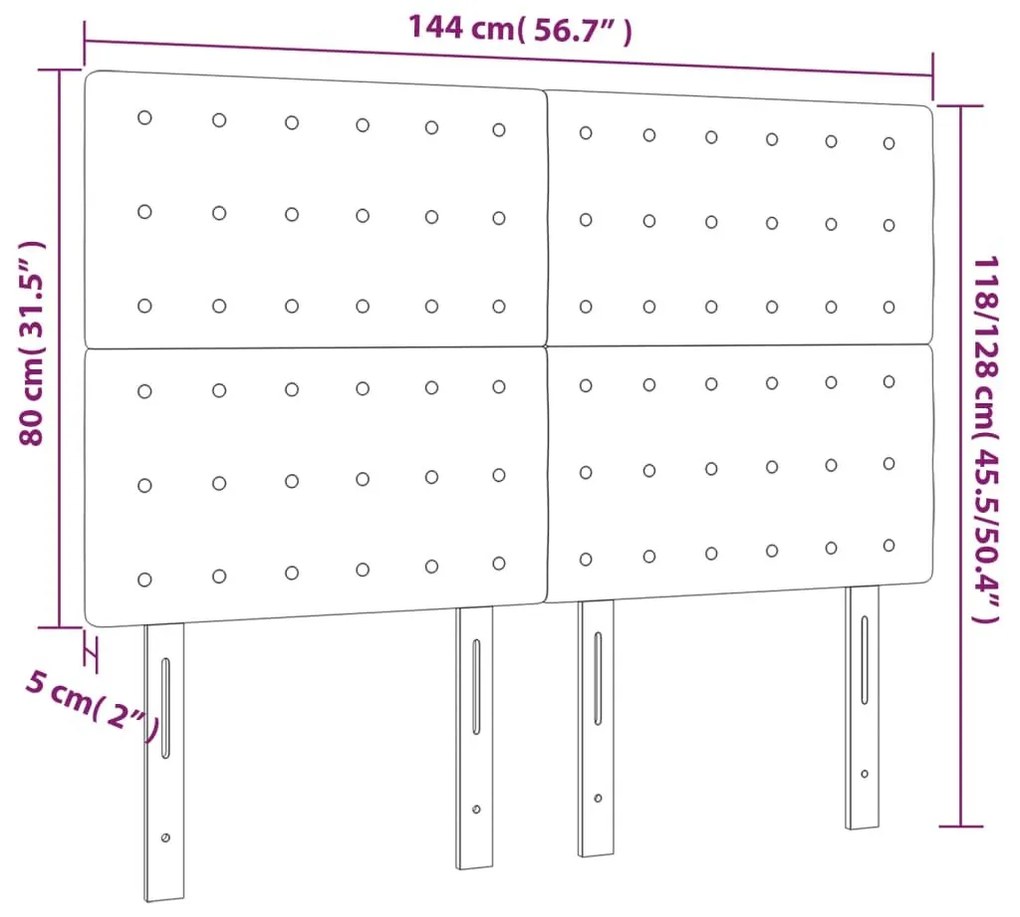 Κεφαλάρι Κρεβατιού LED Μπλε 144x5x118/128 εκ. Υφασμάτινο - Μπλε