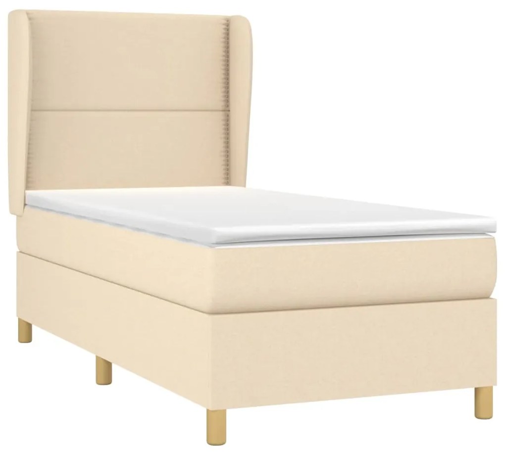 ΚΡΕΒΑΤΙ BOXSPRING ΜΕ ΣΤΡΩΜΑ ΚΡΕΜ 90X190 ΕΚ.ΥΦΑΣΜΑΤΙΝΟ 3128410