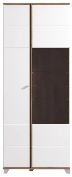 Βιτρίνα Burgundy 2K VS1 200 Λευκό - Flagstaff Oak -Λευκό Γυαλιστερό 78,5x40x197 εκ. 78.5x40x197 εκ.